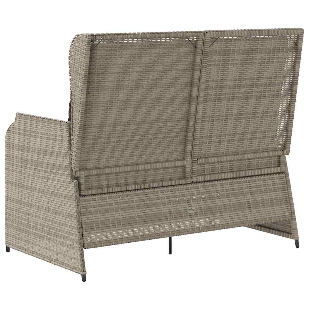 Garden Bench with Cushion Light grey Poly rattan