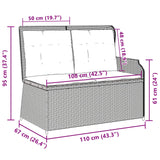 Garden Bench with Cushion Light Grey Poly Rattan