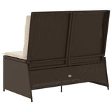 Garden Bench with Cushion Brown Poly rattan