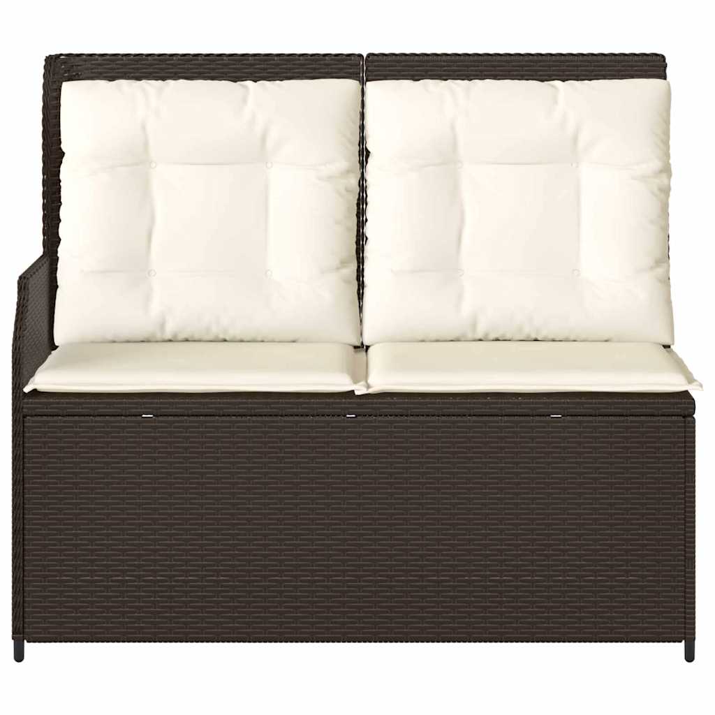Garden Bench with Cushion Brown Poly rattan
