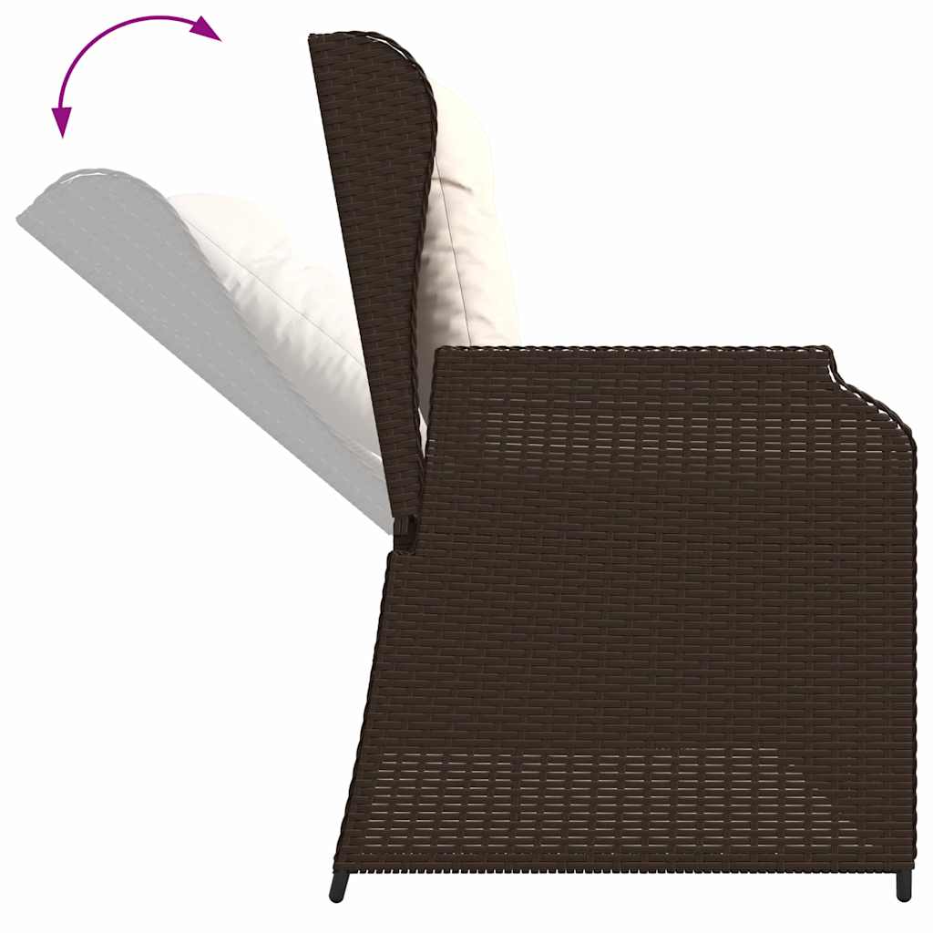 Garden Bench with Cushion Brown Poly rattan