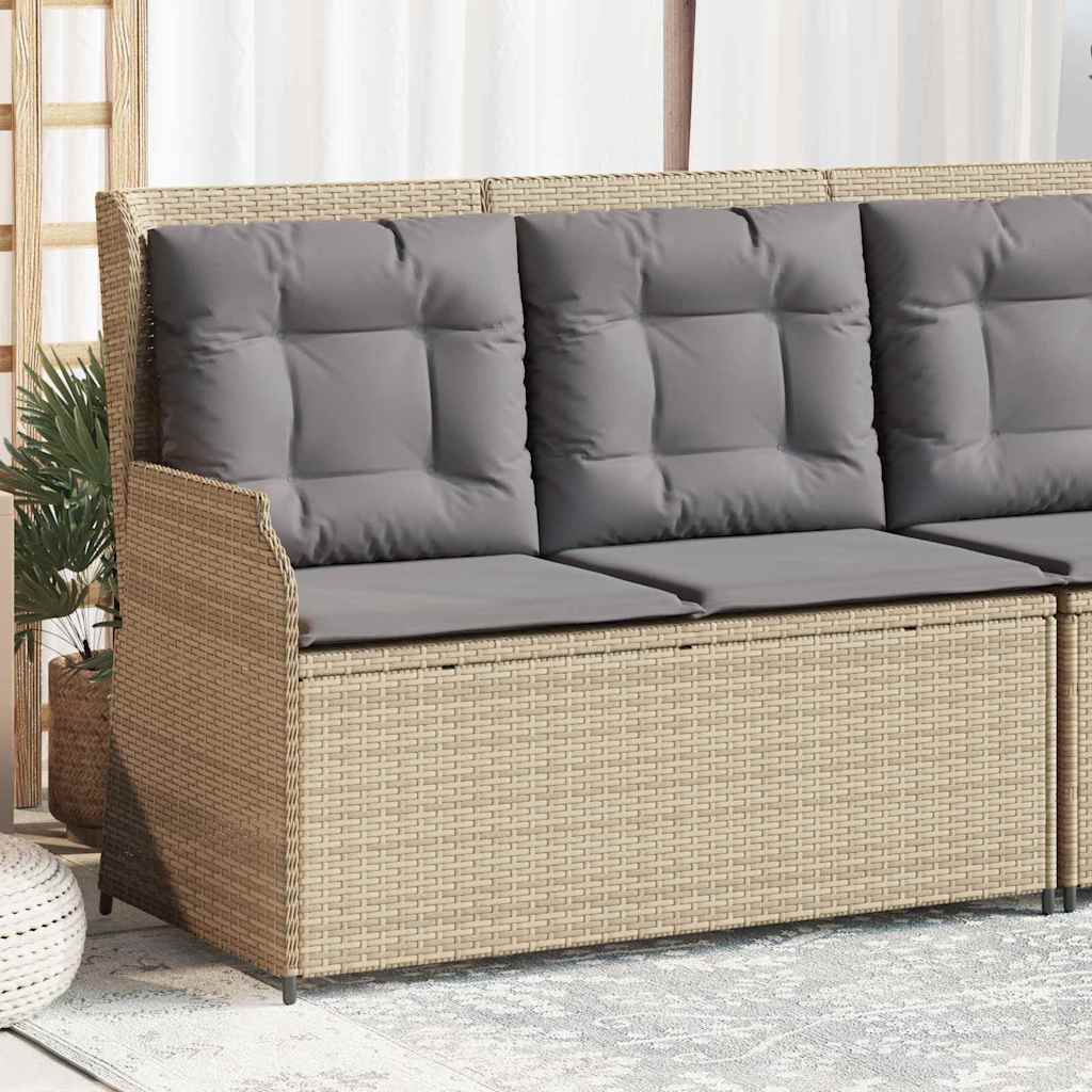 Garden Bench with Cushion Beige Poly rattan