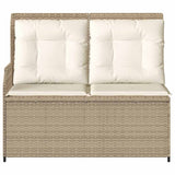 Garden Bench with Cushion Beige Poly rattan