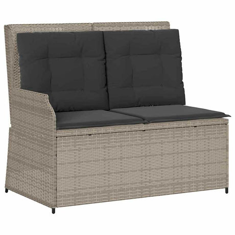 Garden Bench with Cushion Light grey Poly rattan