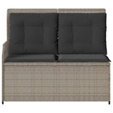 Garden Bench with Cushion Light grey Poly rattan