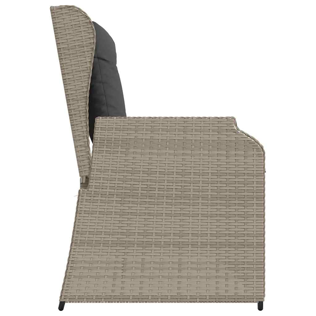 Garden Bench with Cushion Light grey Poly rattan