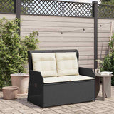 Garden Bench with Cushion Black Poly rattan