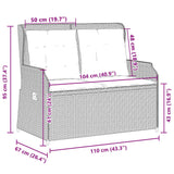 Garden Bench with Cushion Black Poly rattan