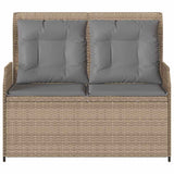 Garden Bench with Cushion Beige Poly rattan