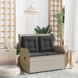 Garden Bench with Cushion Light grey Poly rattan