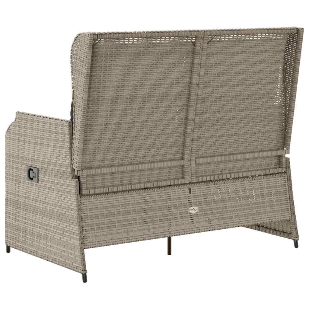 Garden Bench with Cushion Light grey Poly rattan