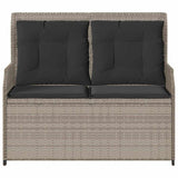 Garden Bench with Cushion Light grey Poly rattan