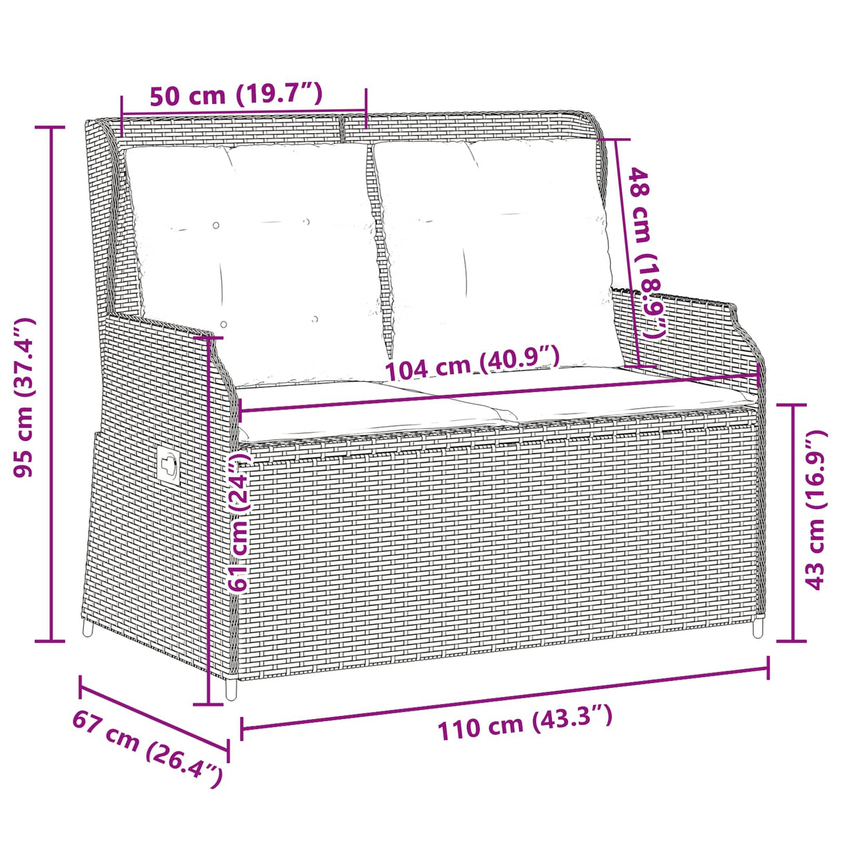 Garden Bench Light Grey Poly Rattan