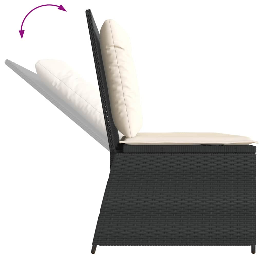 Garden Bench with Cushion Black Poly rattan