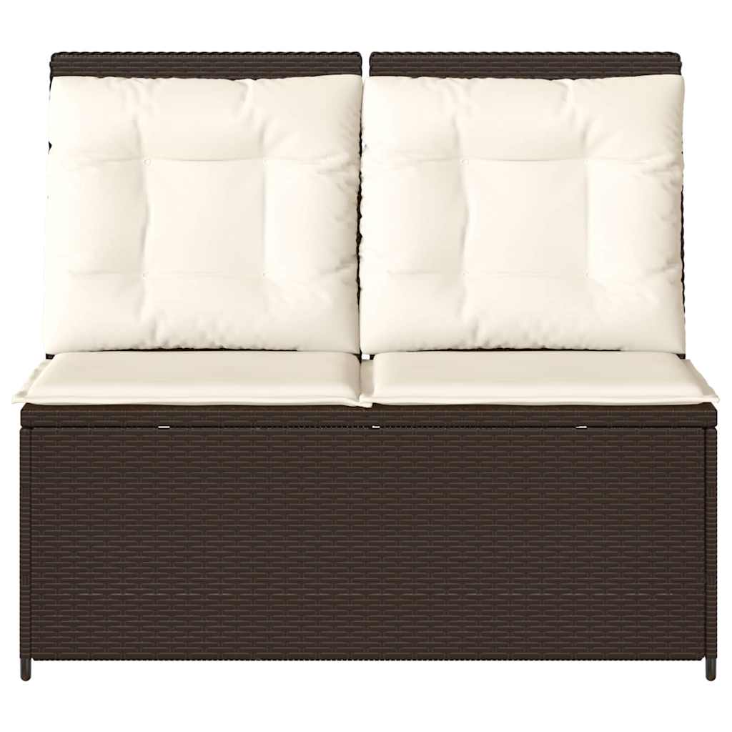 Garden Bench with Cushion Brown Poly rattan