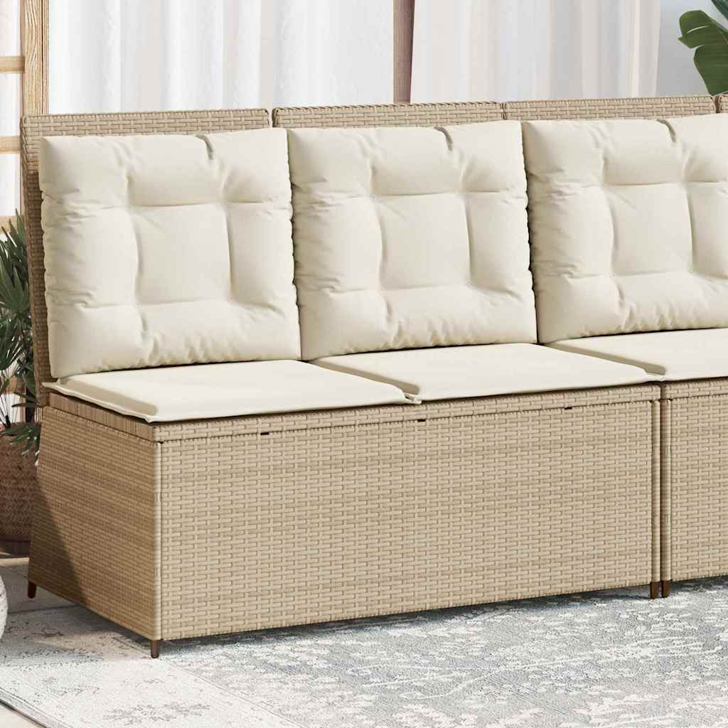Garden Bench with Cushion Beige Poly rattan