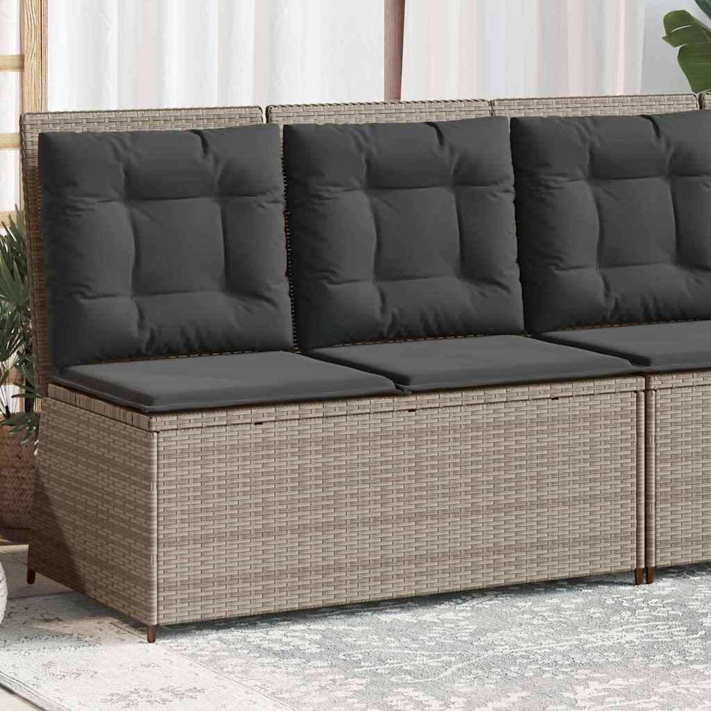 Garden Bench with Cushion Light grey Poly rattan