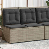 Garden Bench with Cushion Light grey Poly rattan