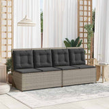 Garden Bench with Cushion Light grey Poly rattan