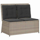 Garden Bench with Cushion Light grey Poly rattan