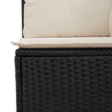 Garden Sofa with Cushion Black Poly rattan