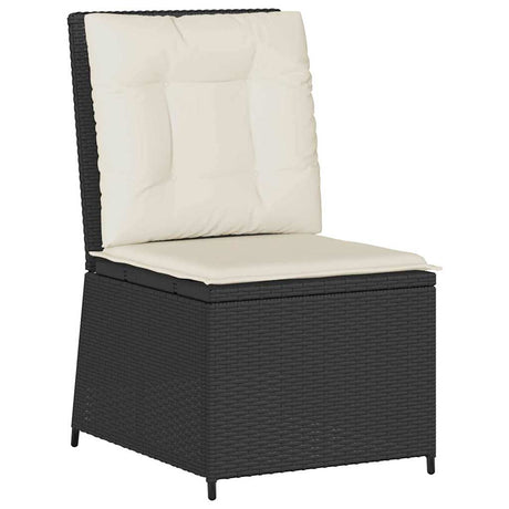 Garden Sofa with Cushion Black Poly rattan