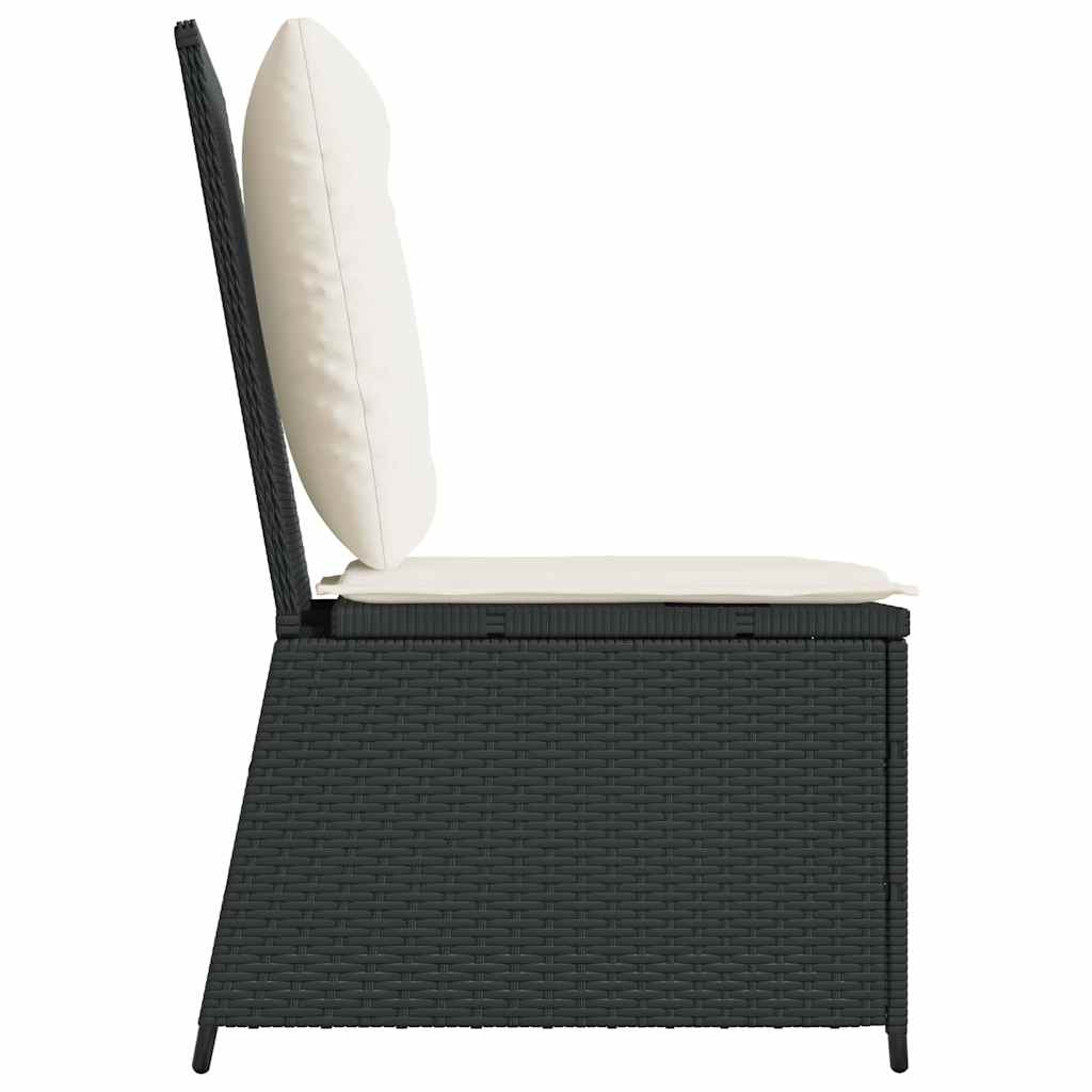 Garden Sofa with Cushion Black Poly rattan