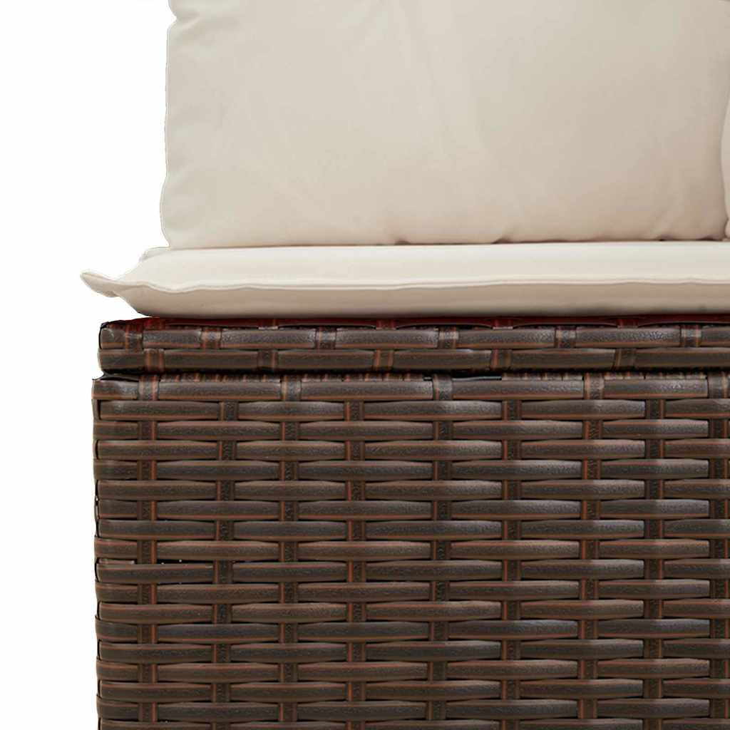Garden Sofa with Cushion Brown Poly rattan