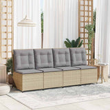 Garden Sofa with Cushion Beige Poly rattan