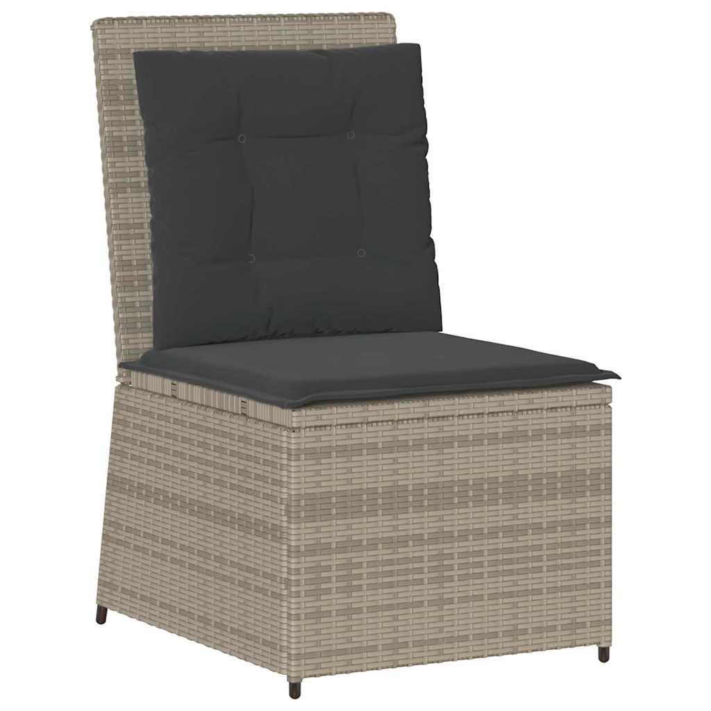 Garden Sofa with Cushion Light grey Poly rattan