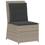 Garden Sofa with Cushion Light grey Poly rattan