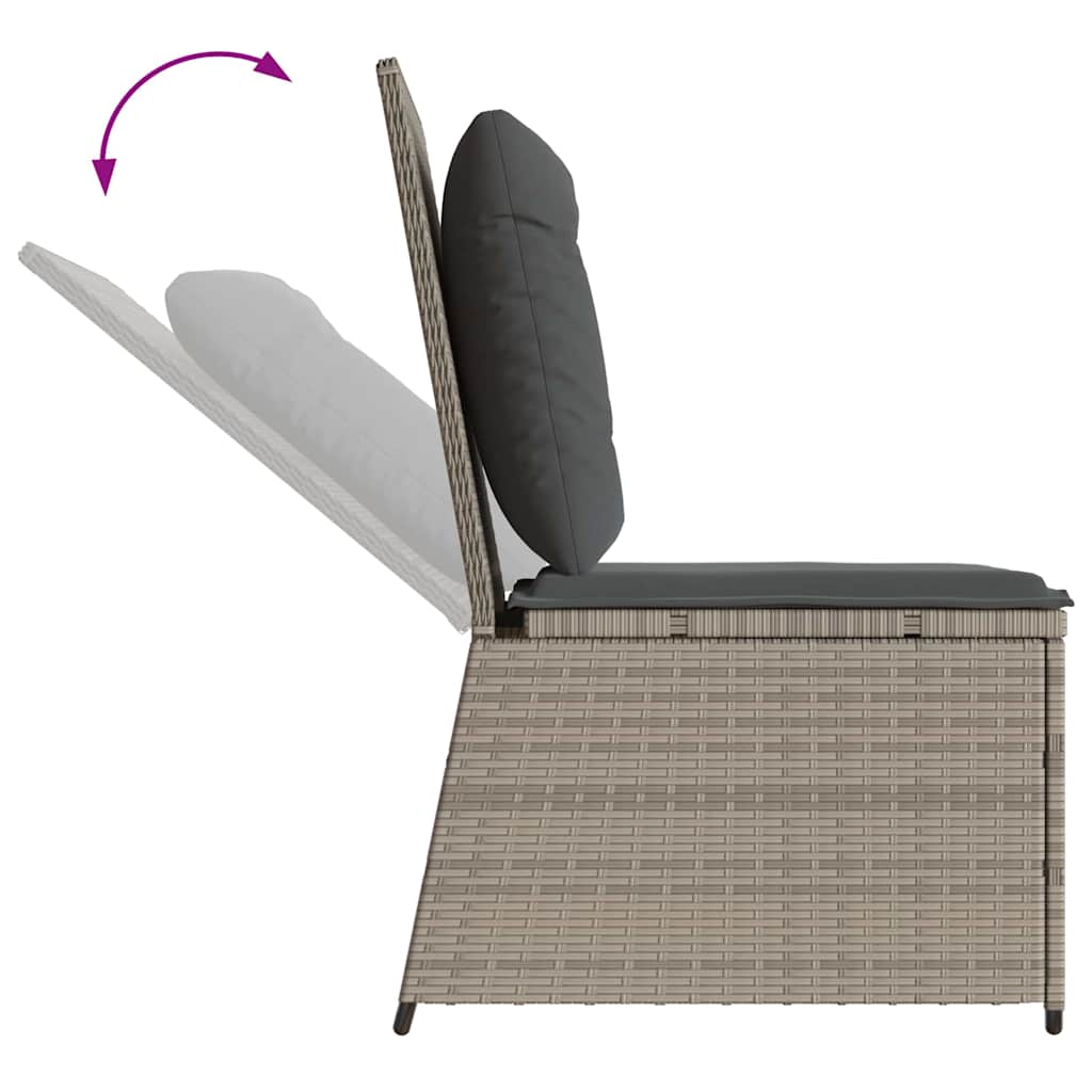 Garden Sofa with Cushion Light grey Poly rattan