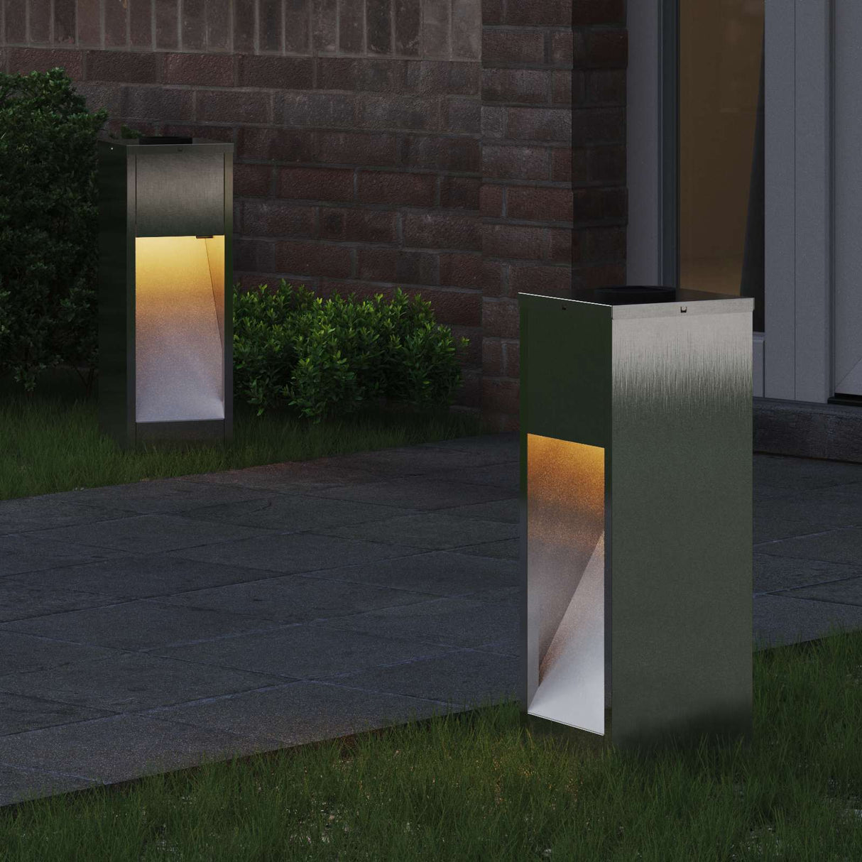Solar Led Pathway Light 2 pcs Stainless Steel Stainless Steel