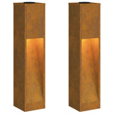 Solar Led Pathway Light 2 pcs Corten Steel Corten Steel
