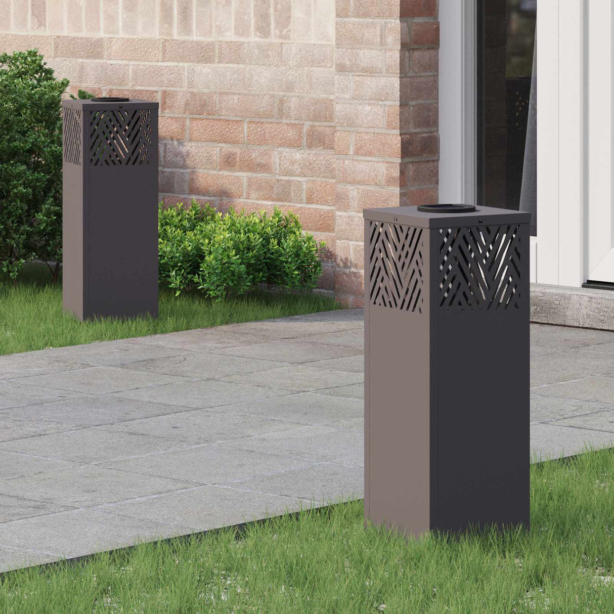 Solar LED Pathway Light 2 pcs Black Cold Rolled Steel