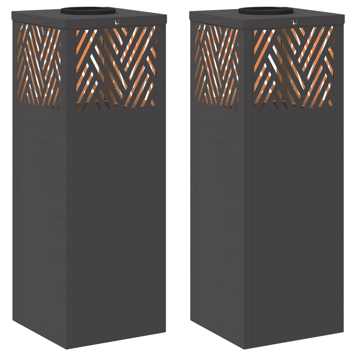 Solar LED Pathway Light 2 pcs Black Cold Rolled Steel