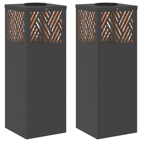 Solar LED Pathway Light 2 pcs Black Cold Rolled Steel