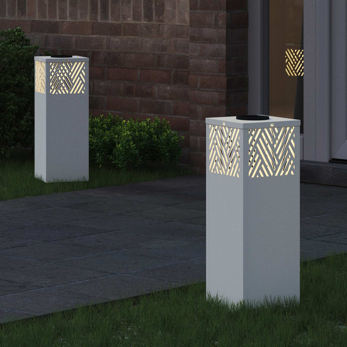 Solar LED Pathway Light 2 pcs White Cold Rolled Steel