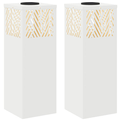 Solar LED Pathway Light 2 pcs White Cold Rolled Steel