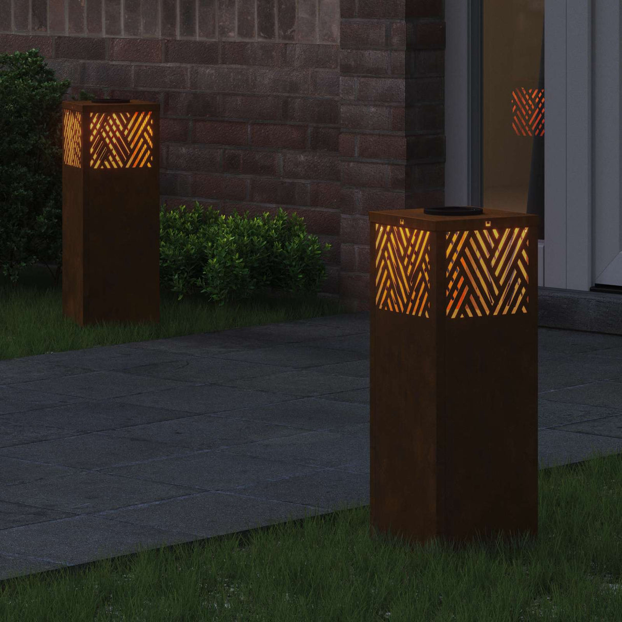 Solar LED Pathway Light 2 pcs Corten Steel Corten Steel
