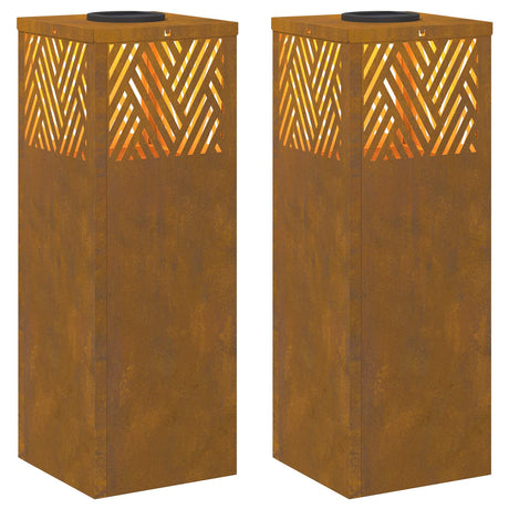 Solar LED Pathway Light 2 pcs Corten Steel Corten Steel