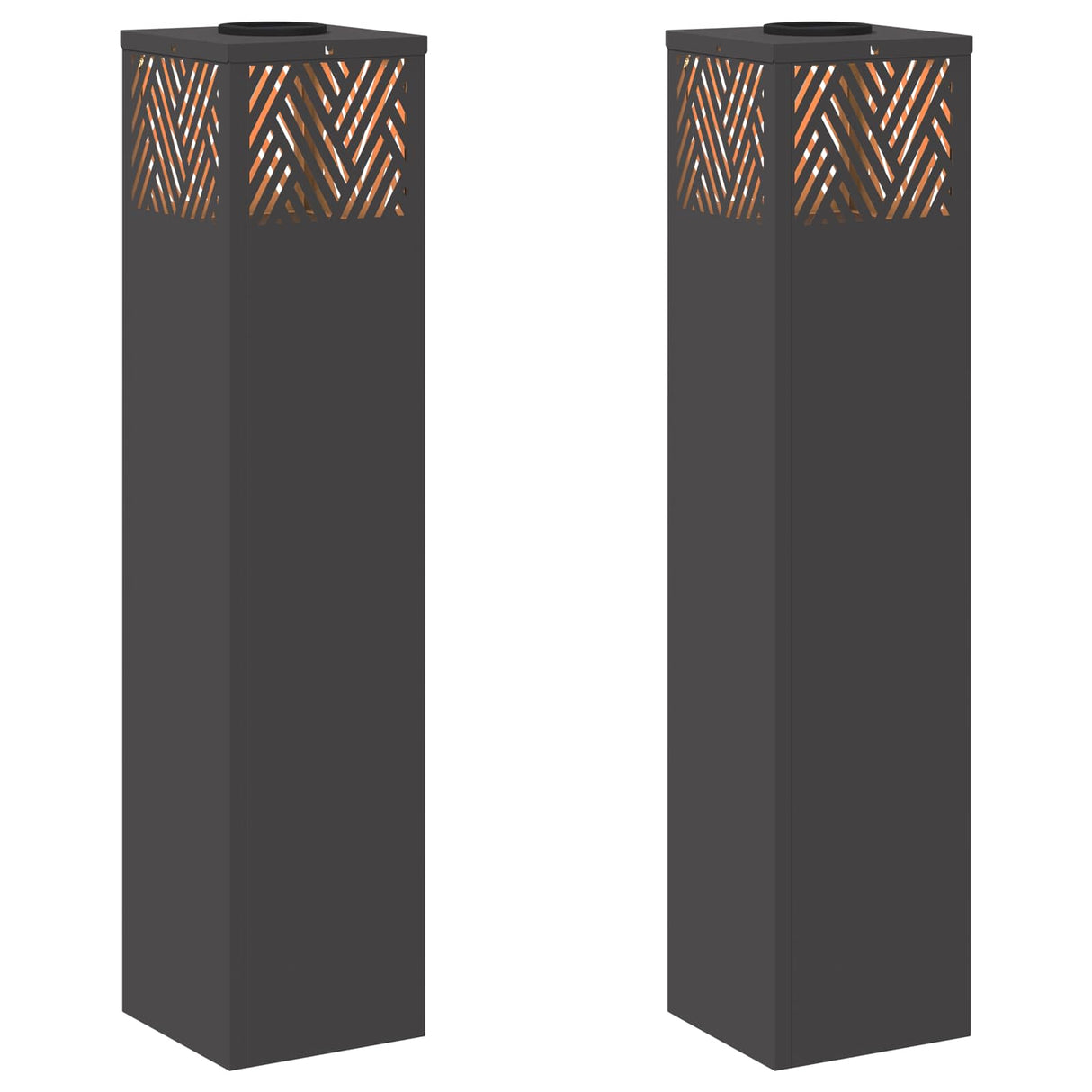 Solar LED Pathway Light 2 pcs Black Cold Rolled Steel