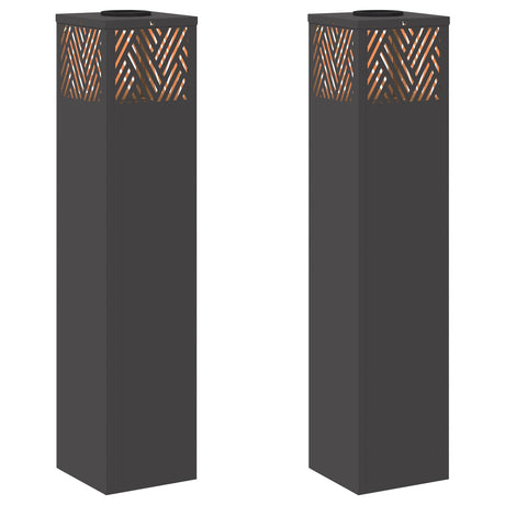 Solar LED Pathway Light 2 pcs Black Cold Rolled Steel