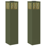 Solar LED Pathway Light 2 pcs Olive Green Cold Rolled Steel