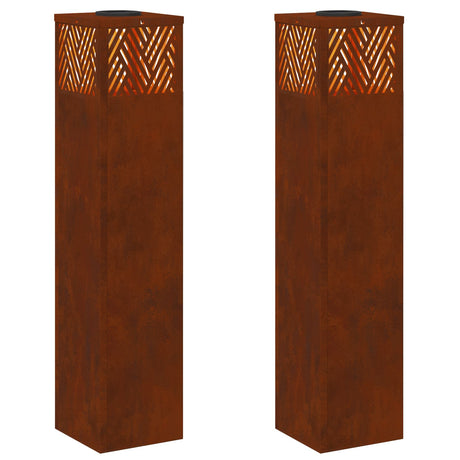 Solar LED Pathway Light 2 pcs Corten Steel Corten Steel