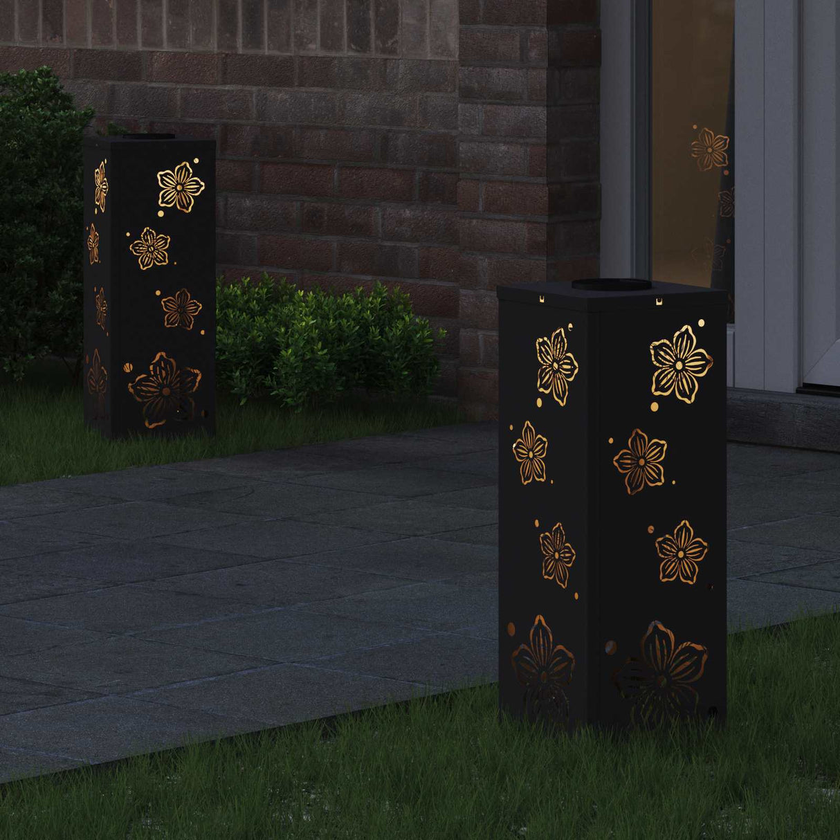 Solar LED Pathway Light 2 pcs Black Cold Rolled Steel