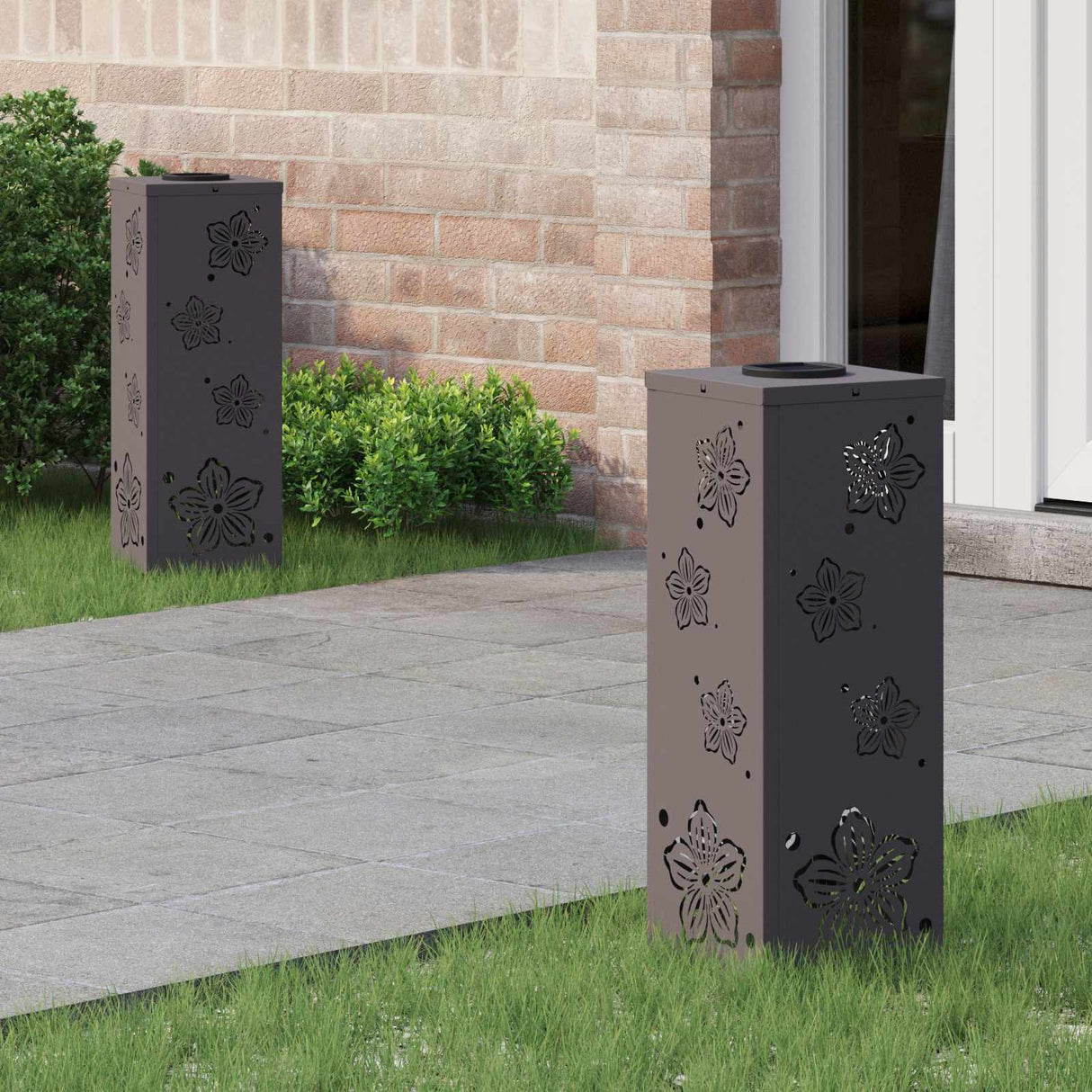 Solar LED Pathway Light 2 pcs Black Cold Rolled Steel