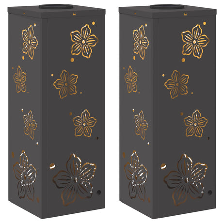 Solar LED Pathway Light 2 pcs Black Cold Rolled Steel