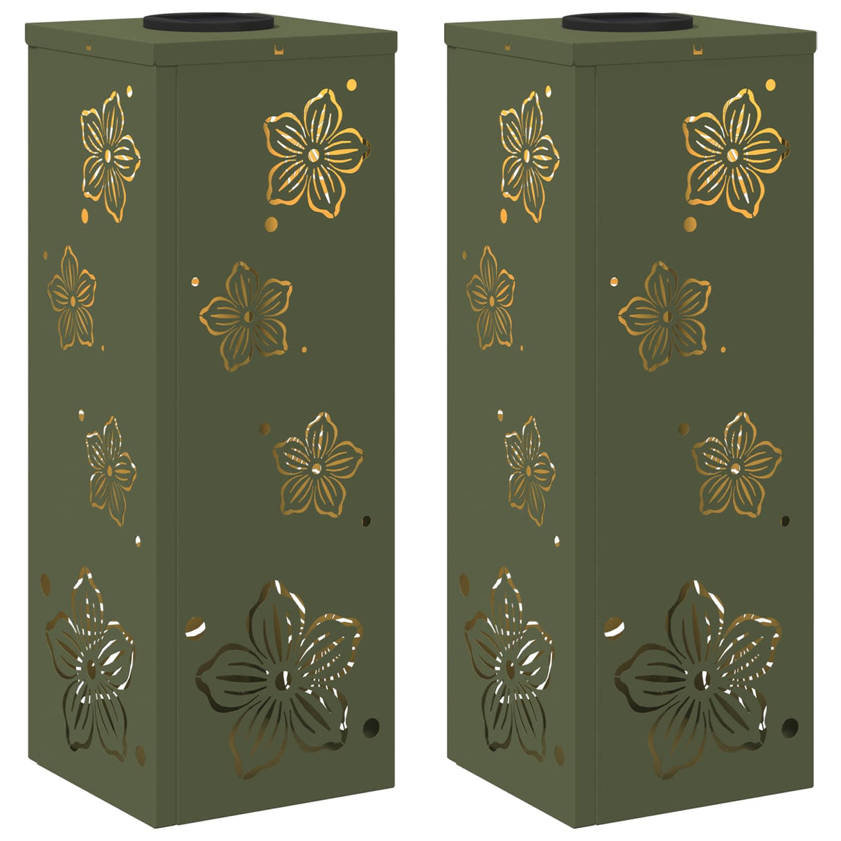 Solar LED Pathway Light 2 pcs Olive Green Cold Rolled Steel