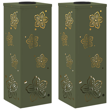 Solar LED Pathway Light 2 pcs Olive Green Cold Rolled Steel